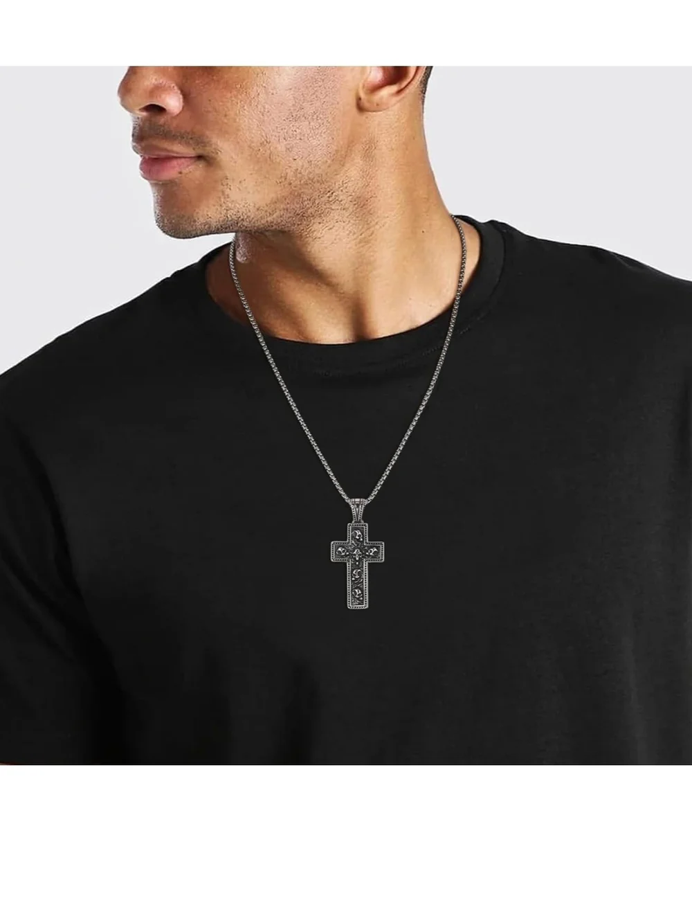 Silver Skull Cross Pendant Necklace